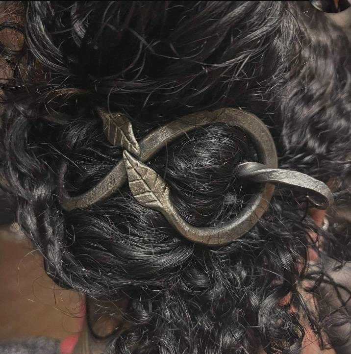 Hand forged leaf hairpins