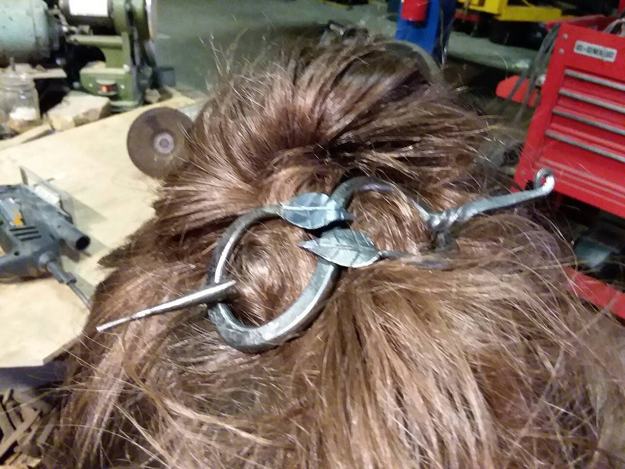 Hand forged leaf hairpins