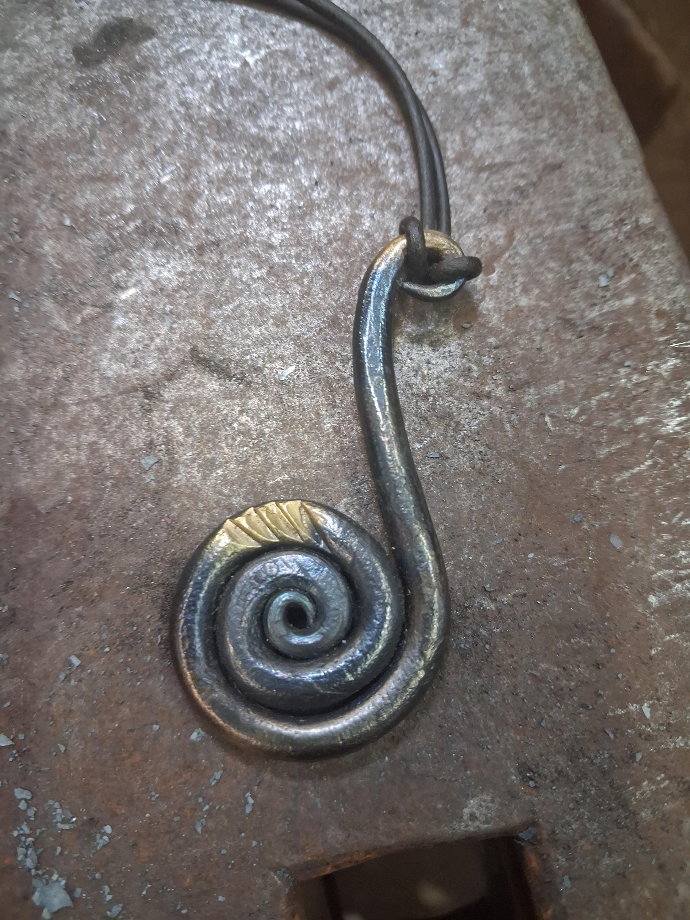 Hand forges Swan pendant
